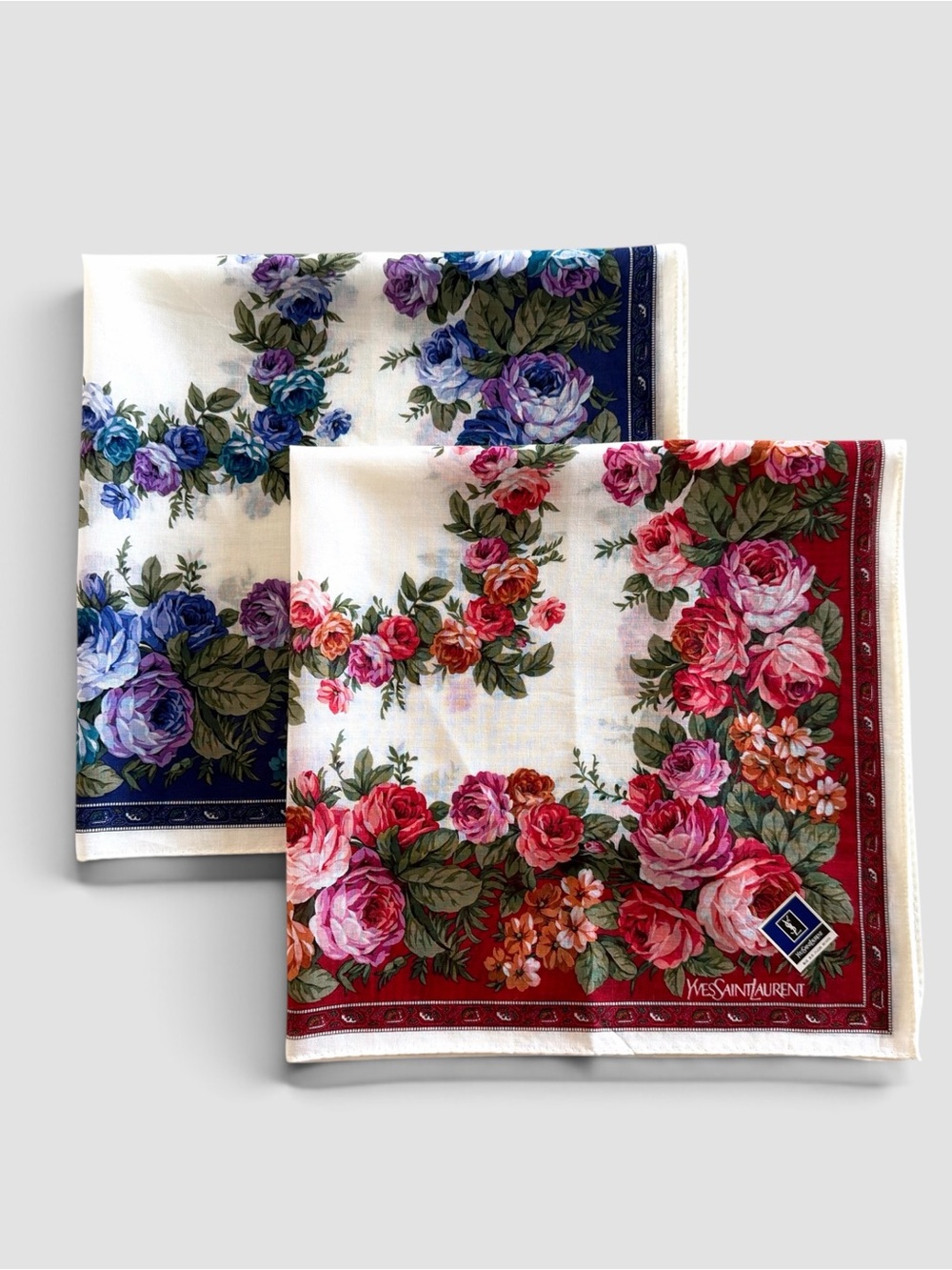2 Yves Saint Laurent Cotton Neckerchiefs/Bandanas